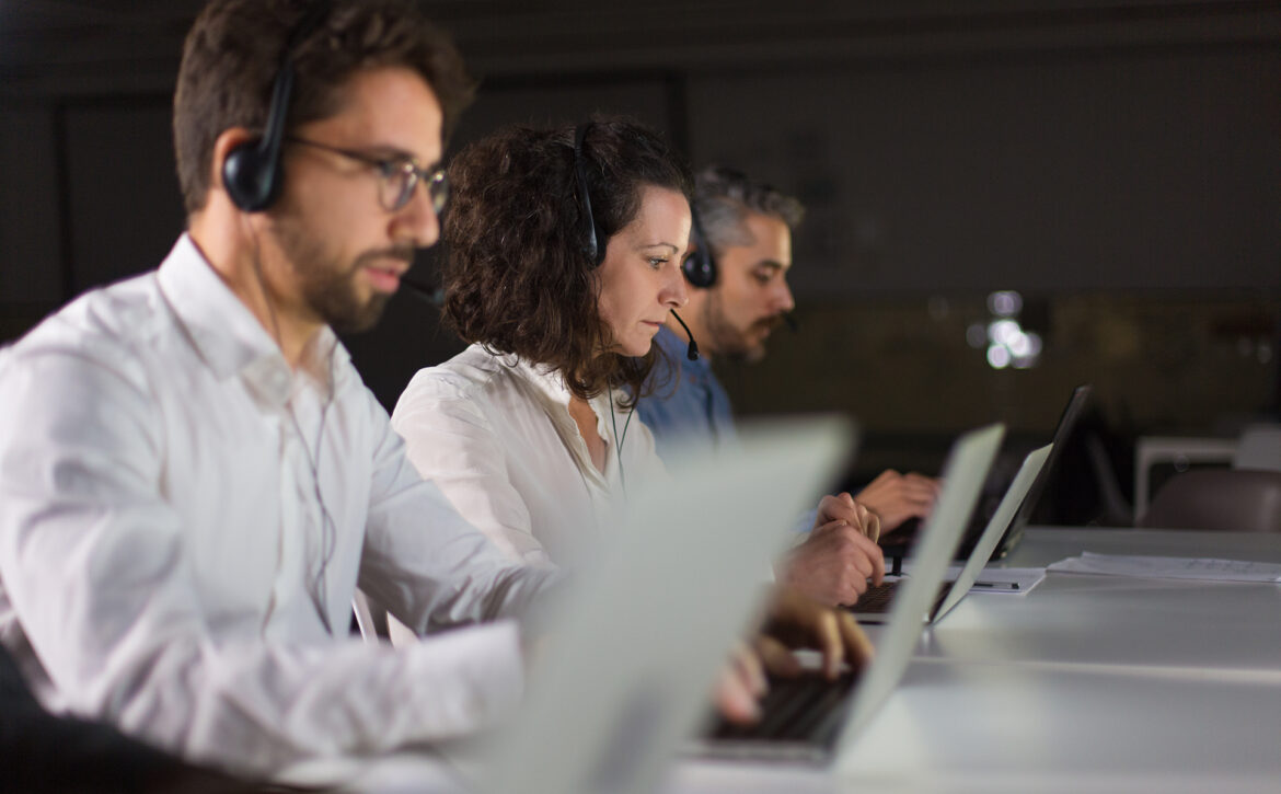 Client support team at workplace